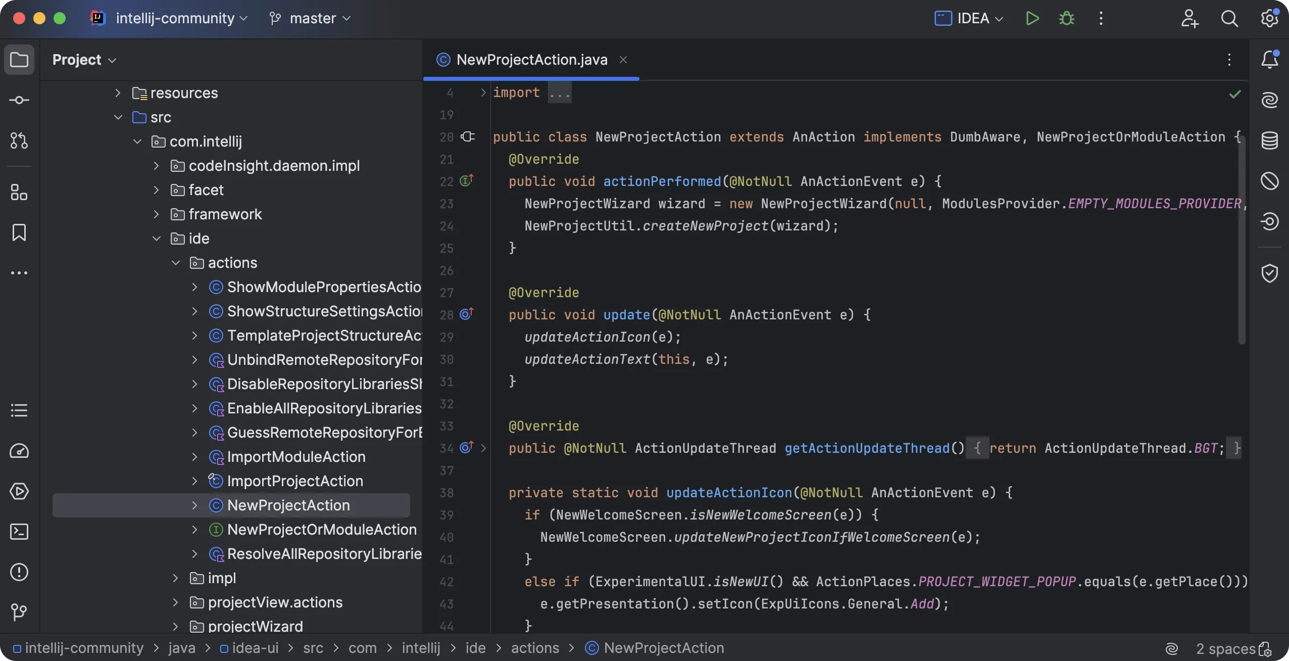 screen shot of JetBrains Idea Software