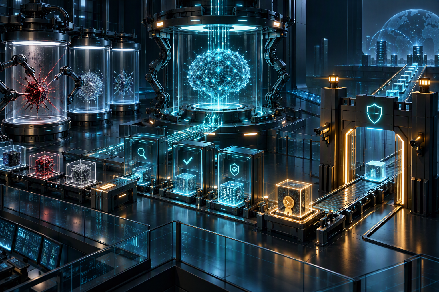 An AI model being tested in a controlled laboratory