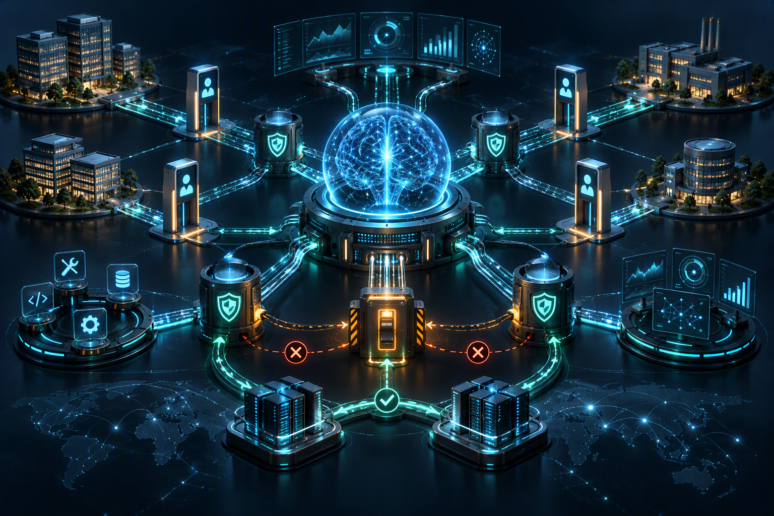 An AI assistant operating behind monitored control points